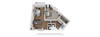 a 1 bedroom floor plan with a bathroom and a living room