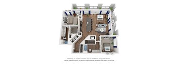 a 3 bedroom floor plan is shown in this rendering