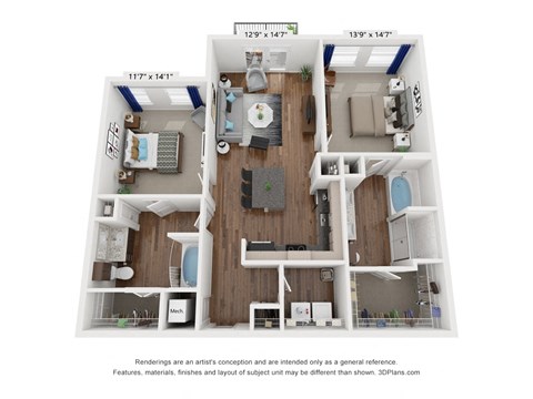 a floor plan of a 1 bedroom floor plan