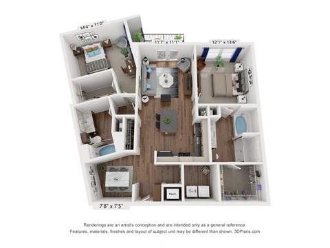 a floor plan of a 1 bedroom floor plan