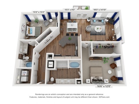 a 3 bedroom floor plan is shown in this image