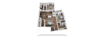 a stylized floor plan of a 1 bedroom 1190 sq ft