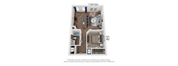 a stylized floor plan with a bedroom and a bathroom