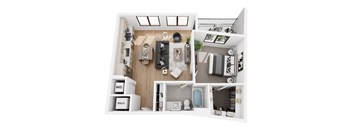 a 1 bedroom floor plan  1190 sq ft