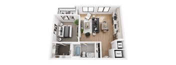 a 1 bedroom floor plan  503 square feet