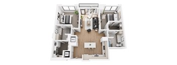 a 3 bedroom floor plan with a bathroom and a living room