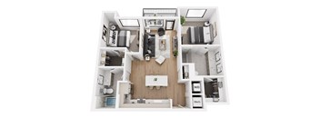 a 3 bedroom floor plan with a bathroom and a living room