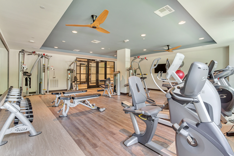 a room filled with lots of different types of exercise equipment