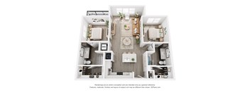 a 1 bedroom floorplan is shown in this rendering