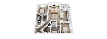 a 1 bedroom floorplan is shown in this rendering