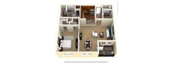 one bedroom 936 square footage apartment with study