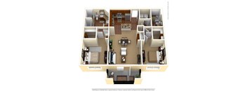a floor plan of a 3 bedroom apartment