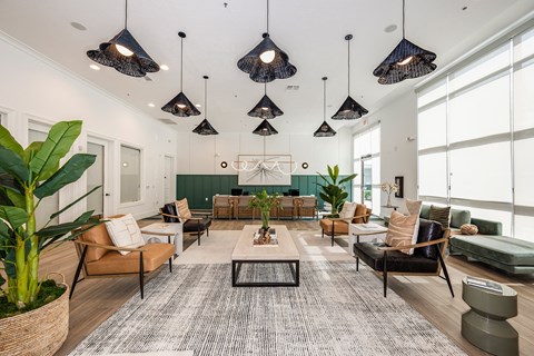 A living room with a large rug and a coffee table.