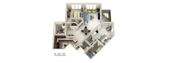 bedroom floor plan an in 3d