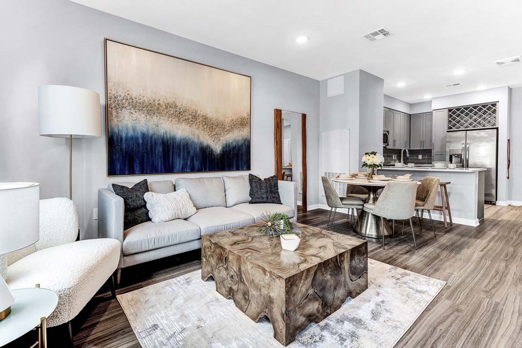 Living Room With Kitchen View at One500, New Jersey, 07666