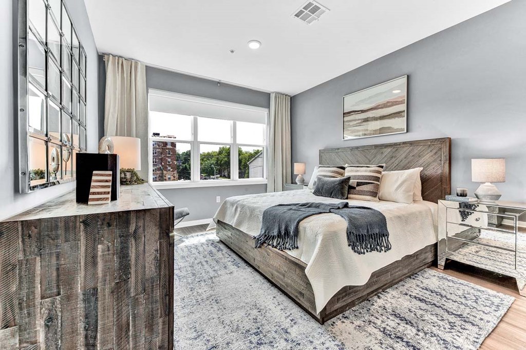 Bedroom With Expansive Windows at One500, New Jersey