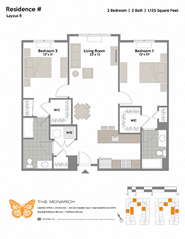 Layout R 2 Bed 2 Bath Floor Plan at The Monarch, East Rutherford, New Jersey