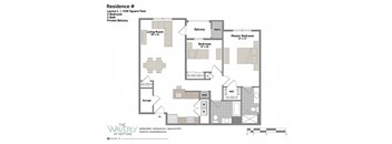 Layout L 2 Bed 2 Bath Floor Plan at The Waverly at Neptune, Neptune, 07753