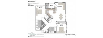 Layout O 2 Bedroom 2 Bathroom Floor Plan at The Waverly at Neptune, New Jersey