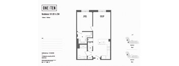 1 bed 1 bath floor plan at One Ten Apartments, Jersey City , NJ, 07310