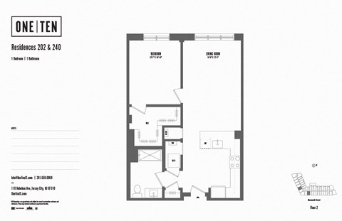 1 bedroom 1 bath at One Ten Apartments, Jersey City
