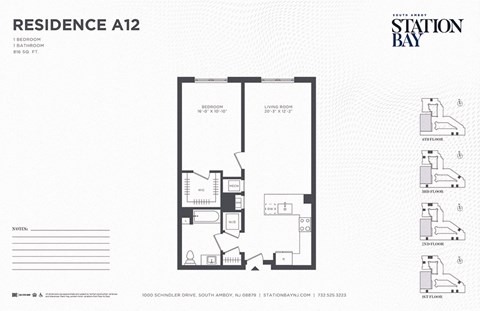 A12 Floor Plan at Station Bay, South Amboy, NJ