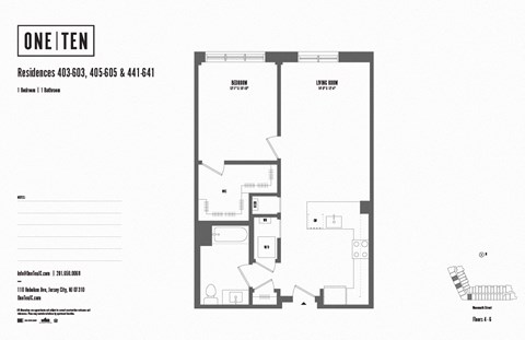 1 bedroom 1 bath K at One Ten Apartments, Jersey City , NJ, 07310