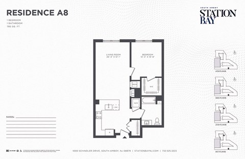 A8 Floor Plan at Station Bay, New Jersey, 08879