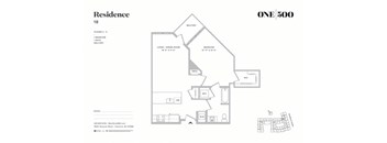 A14 1 Bed 1 Bath Floor Plan at One500, Teaneck, 07666