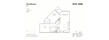 1 Bedroom 1 Bath Floor Plan at One500, Teaneck, New Jersey