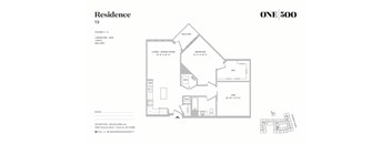 A2-e 1 Bed 1 Bath Floor Plan at One500, Teaneck, NJ