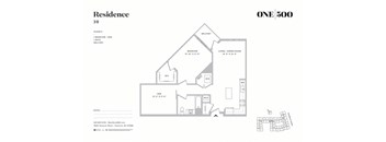 A2-g 1 Bedroom 1 Bathroom Floor Plan at One500, Teaneck, New Jersey