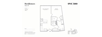 A3 1 Bed 1 Bath Floor Plan at One500, Teaneck