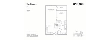A5 1 Bed 1 Bath Floor Plan at One500, New Jersey, 07666
