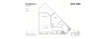 A6-b 1 Bed 1 Bath Floor Plan at One500, New Jersey