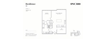 A8 1 Bed 1 Bath Floor Plan at One500, New Jersey