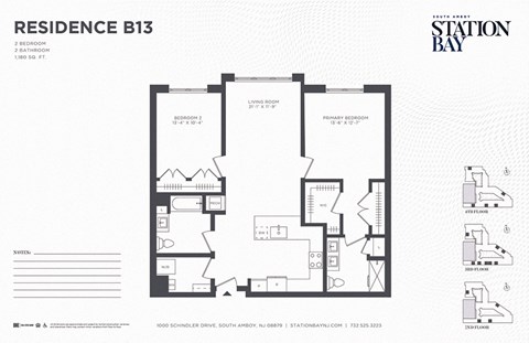 B13 Floor Plan at Station Bay, South Amboy, NJ, 08879