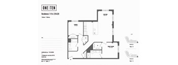 2 bed 2 bath floor plan at One Ten Apartments, New Jersey, 07310