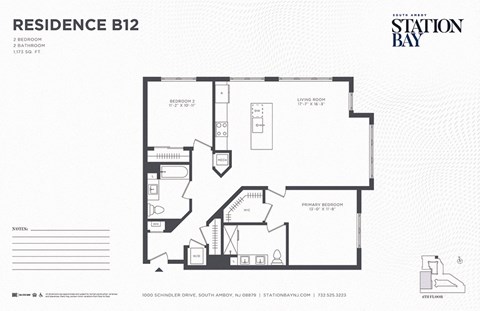 B12 Floor Plan at Station Bay, New Jersey, 08879