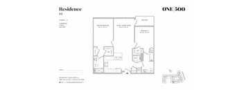 B1-c 2 Bed 2 Bath Floor Plan at One500, New Jersey, 07666