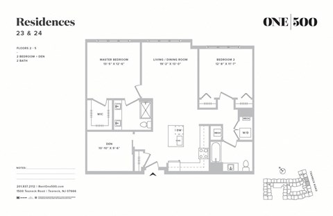 B3 2 Bed 2 Bath Floor Plan at One500, Teaneck, NJ, 07666