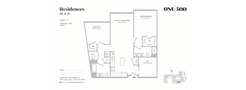 B5 2 Bed 2 Bath Floor Plan at One500, Teaneck