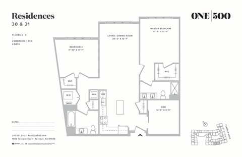 B5 2 Bed 2 Bath Floor Plan at One500, Teaneck
