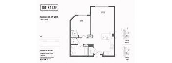 1 bed 1 bath floor plan H at 100 House Apartments, Jersey City , 07310