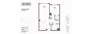 1 bed 1 bath floor plan I at 100 House Apartments, New Jersey
