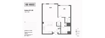 1 bed 1 bath floor plan N at 100 House Apartments, Jersey City , New Jersey