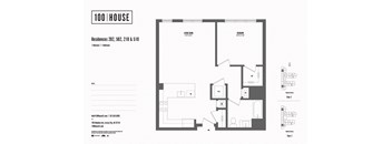 1 bed 1 bath floor plan R at 100 House Apartments, Jersey City , NJ, 07310