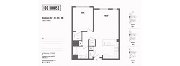 1 bed 1 bath floor plan S at 100 House Apartments, Jersey City , NJ