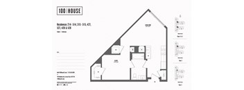 Studio 1 bath floor plan at 100 House Apartments, New Jersey, 07310