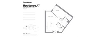 1 bedroom 1 bath floor plan I at Dey & Bergen, Harrison, New Jersey